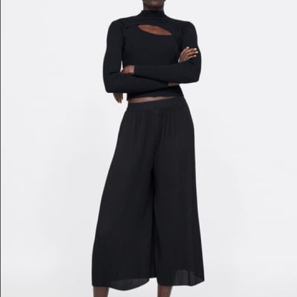 Zara high waisted flowy pleated pants